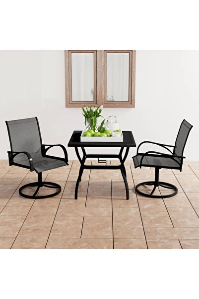 vidaxl Set mobilier de gradina, 3 piese, textilena È™i otel