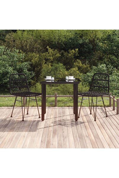 Concept Set mobilier de grădină, 3 piese, negru, poliratan