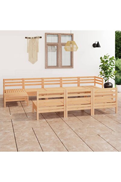 vidaxl Set mobilier de gradina, 10 piese, lemn masiv de pin