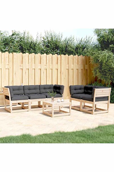 vidaxl Set canapele de gradina cu perne, 5 piese, lemn masiv de pin
