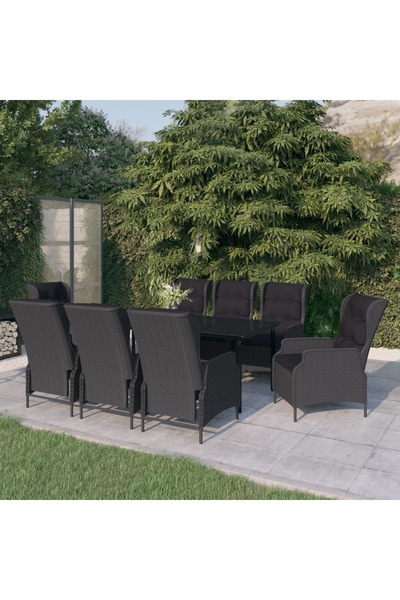vidaxl Garden furniture set, 9 pieces, dark grey
