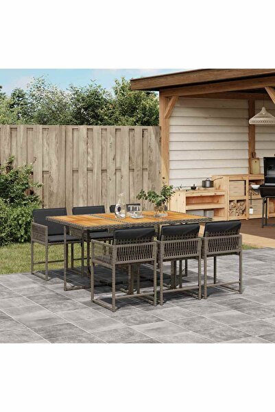 vidaxl Set mobilier de gradina cu perne, 7 piese, gri, poliratan