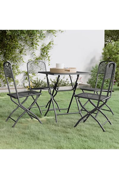 vidaxl Set mobilier gradina 5 piese antracit plasa metalica expandata