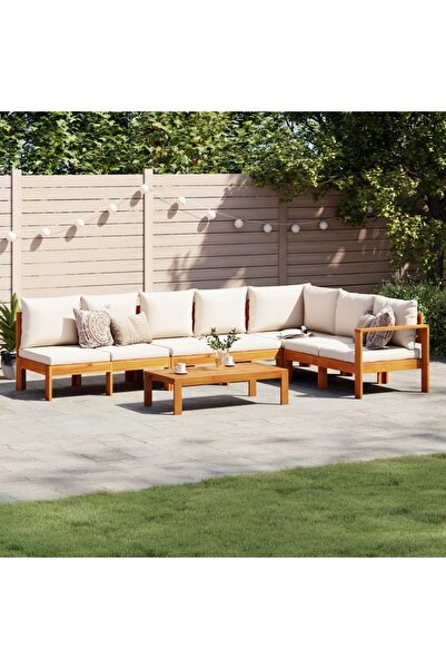 vidaxl Garden sofa set with cushions, 5 pcs., solid acacia wood