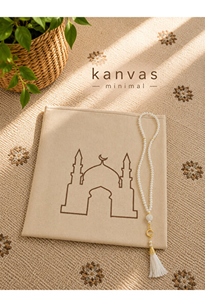 Bripurga Minimal Embroidered Canvas Prayer Mat - Dowry Prayer Mat - Portable