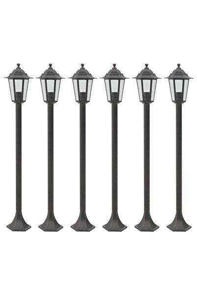 vidaxl Stalp iluminare gradina, 6 buc., bronz, 110 cm, aluminiu, E27