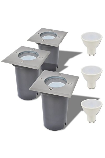 vidaxl Corpuri de iluminat LED pentru sol 3 buc patrate