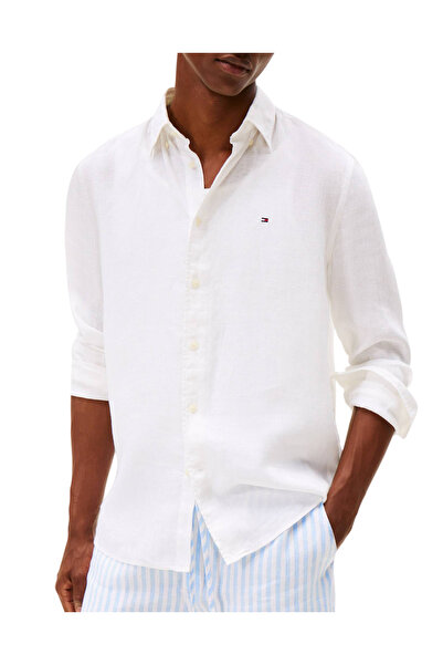 Tommy Hilfiger Ανδρικό Λινό Πουκάμισο Λευκό MW0MW41530-YBR