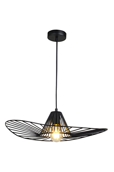 Polux ABANO 317186 Lampă suspendată din metal negru 1xE27, Abajur tip pălărie...