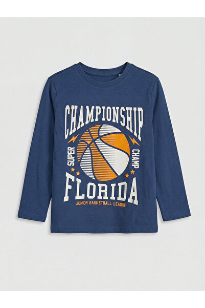 LC Waikiki Tricou de băieți cu guler rotund și imprimeu Florida