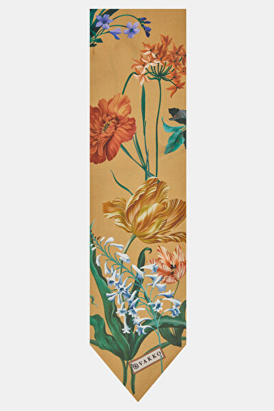 Vakko CAMEL ÇİÇEKLİ DESENLİ TWILL FULAR