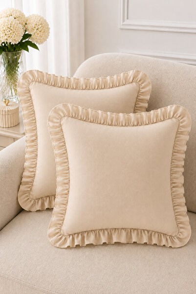 BlueMaison 2 Pieces Vintage Ruffled 43X43 Cushion Covers 100% Cotton |   Pill...