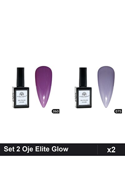 Makeup Set of 2 Global Fashion Elite Glow Semi-Permanent Nail Polish 15ml, Sh...