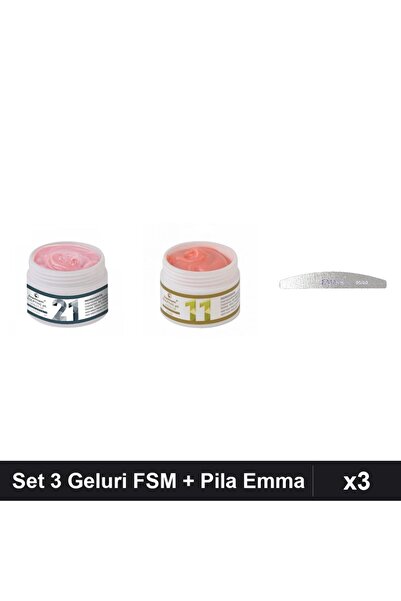 Makeup Set 3 Geluri Constructie UV LED FSM 15g Nuante 21 11, Pila Unghii Emma...