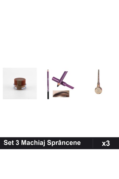 Makeup Set 3 Machiaj Sprâncene Ruby Rose Gel + Creion Mn Gri + Eyeliner Kiss ...