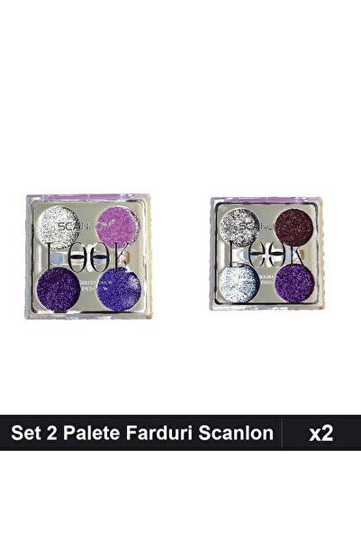 Makeup Set of 2 Scanlon Glitter Eyeshadow Palettes No. 2 and No. 3, Professio...