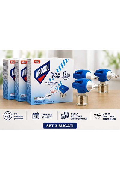 Aroxol Pure & Forte - SET 3 Bucati | Protectie pana la 45 nopti | 0 Alergeni ...