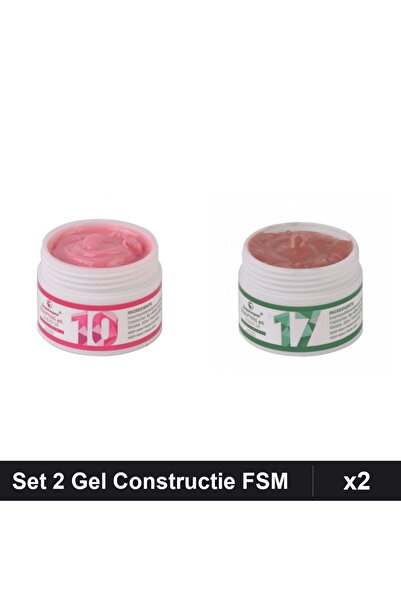 Makeup Set 2 Gel Constructie UV LED FSM 15g, Nuante 10 și 17, Manichiura Prof...