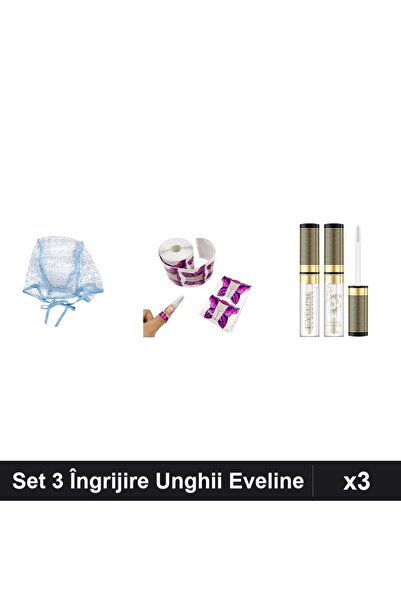 Makeup Set 3 Îngrijire Unghii Casca Suvite Sablon Fluture Gel Sprancene Eveline