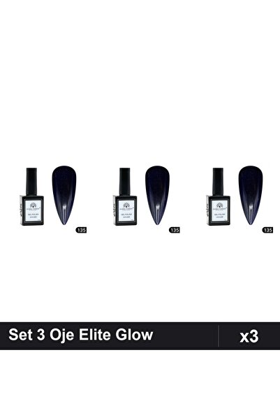 Makeup Set of 3 Global Fashion Elite Glow Semi-Permanent Nail Polish 15ml, Ge...