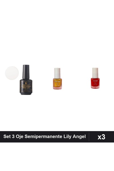 Makeup Set 3 Oje Semipermanente Lily Angel, Rubber Base Nude, Stampilă Aurie ...