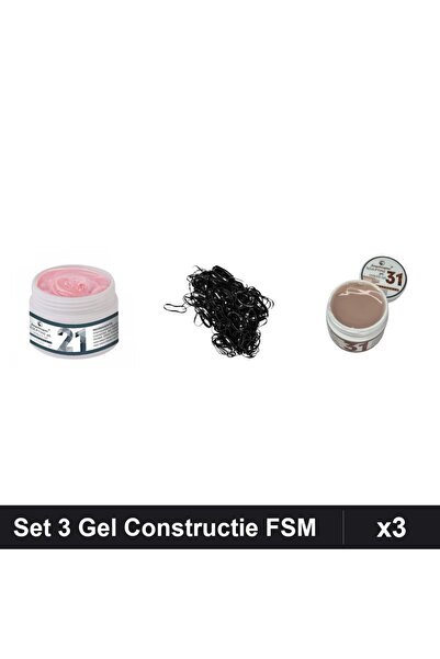 Makeup Set 3 Gel Constructie UV LED FSM 15g, Nuante 21 31, Elastice Pàr Negre...