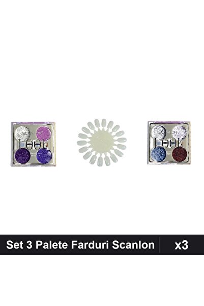 Makeup Set of 3 Scanlon Glitter Eyeshadow Palettes No. 1 and 3, Palette Marga...