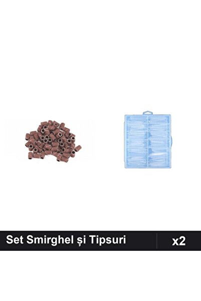 Makeup Set Manichiură 2in1: 20 Rezerve Smirghel 150 + 120 Tipsuri Reutilizabile