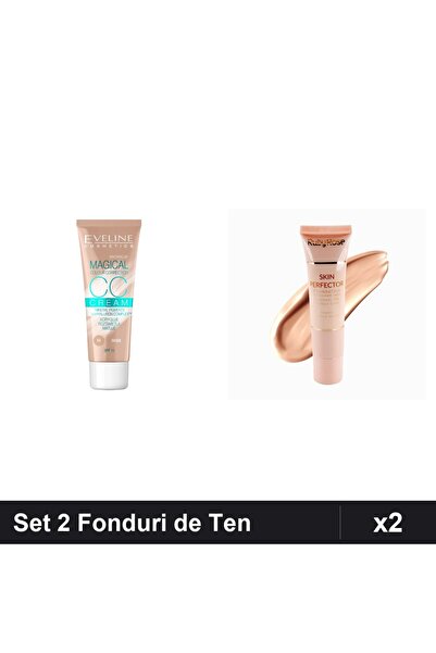 Makeup Set 2 Fonduri de Ten Eveline CCC Magical 52 Beige & Ruby Rose 02, 30ml