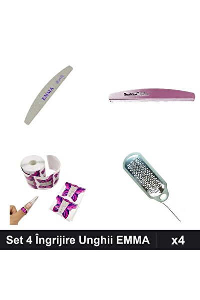 Makeup Set 4 Îngrijire Unghii EMMA, Pilă 150/240 SunShine, Șabloane Fluture, ...