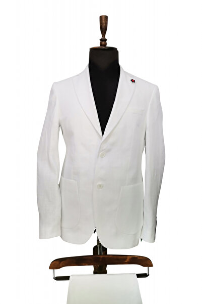 AMONCE Men's Slim Fit Walter white linen suit