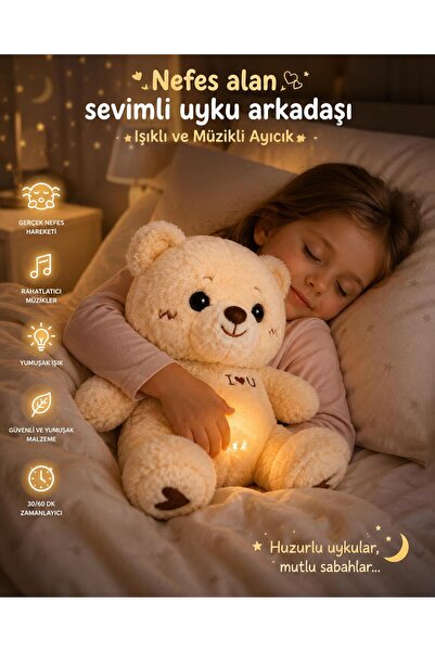 masita Nesef alan sevimli uyku arkadaşı Ayıcık ışıklı ve müzikli