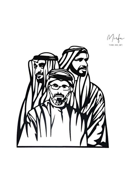 Mirfa لوحة جدارية خشبية ذاتية اللصق - سوداء (حكام أبوظبي)