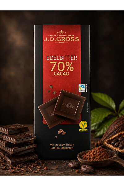 J.D Gross J.D. Gross Edelbitter %70 Kakao Bitter Çikolata Vegan Fairtrade Ser...