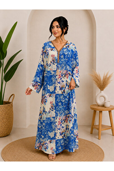 ŞKR Floral Patchwork Jalabiya / Kaftan Dress
