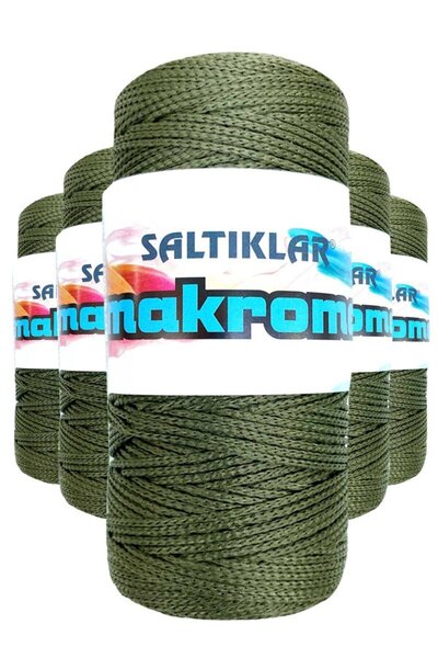 Royaleks Group 5 Pieces Polyester Macrame Thread 2860 Khaki Green 100 gr