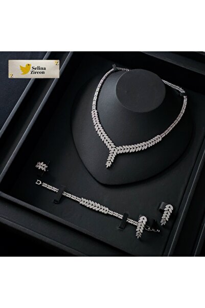 jewelrystore High-End Diamond-Like Zircon Accessories Set with Box
