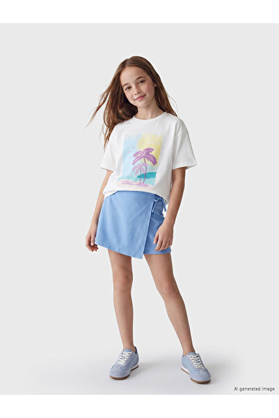 LC Waikiki White California Printed Girls' Set