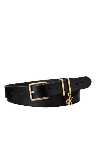 Calvin Klein Siyah Kadın Kemer MONOGRAM CHARM KEEPER BELT 25MM