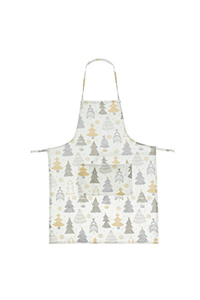 OEM Ecru Kitchen Apron with Silver Lurex Christmas Trees 77x57cm