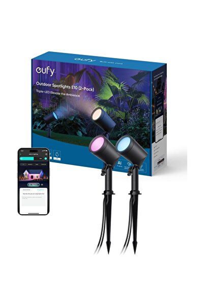 eufy Set of 2 Smart Outdoor Spotlights E10, AI, IP65, Wired