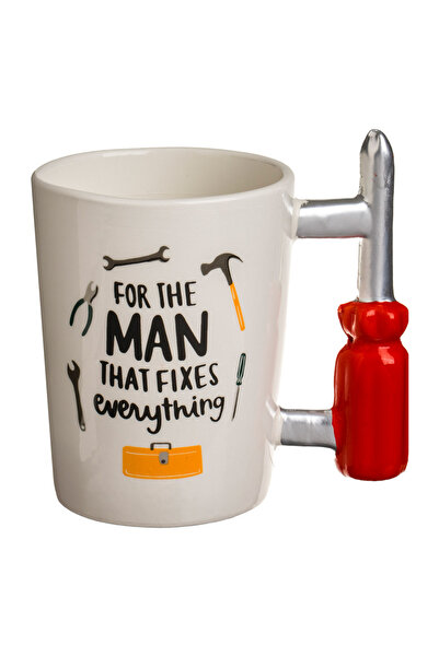 Zumzeria White Ceramic Mug with Screwdriver Handle 360ml