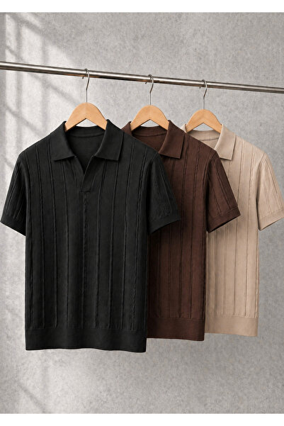 OTAKU Set avantajos de 3 tricouri cu guler polo