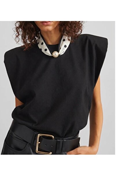 Markiz Takı Black and White Polka Dot Pearl Scarf Model (the Pearl Is Opened ...