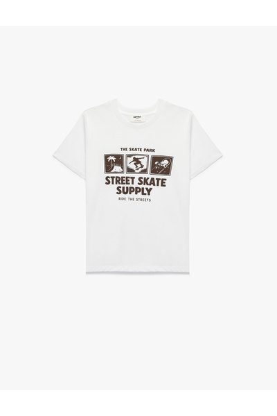 Koton Crew Neck Short Sleeve Cotton Printed T-Shirt