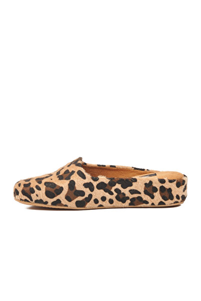 Pierre Cardin Beige Leopard Suede Women's House Slippers Pc-55371 Z