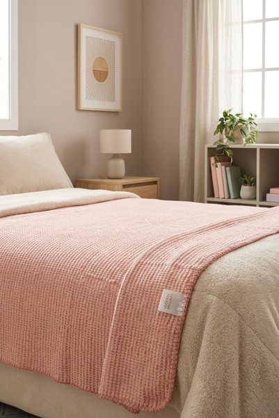Lorvian Noletti Cotton Honeycomb Patterned Soft Textured Double Blanket