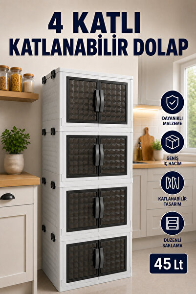 NYL HOME 4 Katlı Katlanabilir Modüler Dolap – Banyo Mutfak Düzenleyici Ofis K...