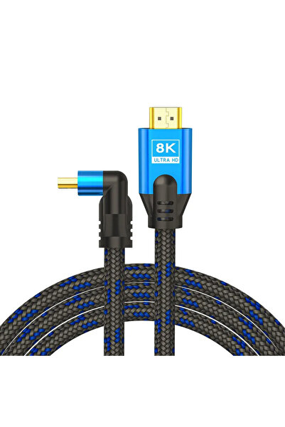 Savio Cablu HDMI (M) V2.1, Unghiular, 5m, 8K, Cupru, Albastru-Negru, Capăt au...