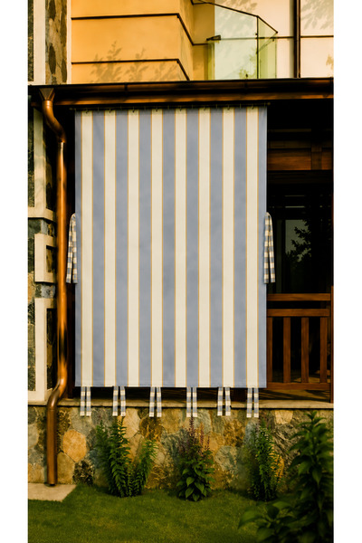 DEVRİM OLİVYA TEKSTİL Water Resistant Cornice Balcony Curtain with Decorative...